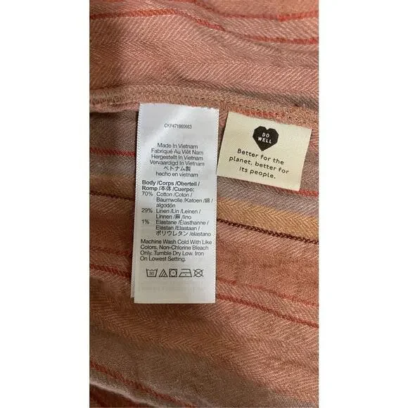 Madewell‎ Women Oversized Stripe Cotton Linen Camp Shirt Small New - Picture 8 of 12